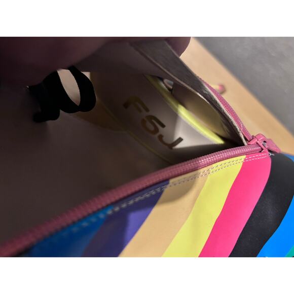 FSJ Rainbow Multicolor Stripes Peep Toe Knee High Lace Up Stiletto Heel Boots - Picture 12 of 12